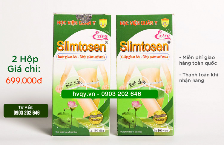 Combo 2 hộp Slimtosen Extra HVQY giảm béo hộp 100 viên